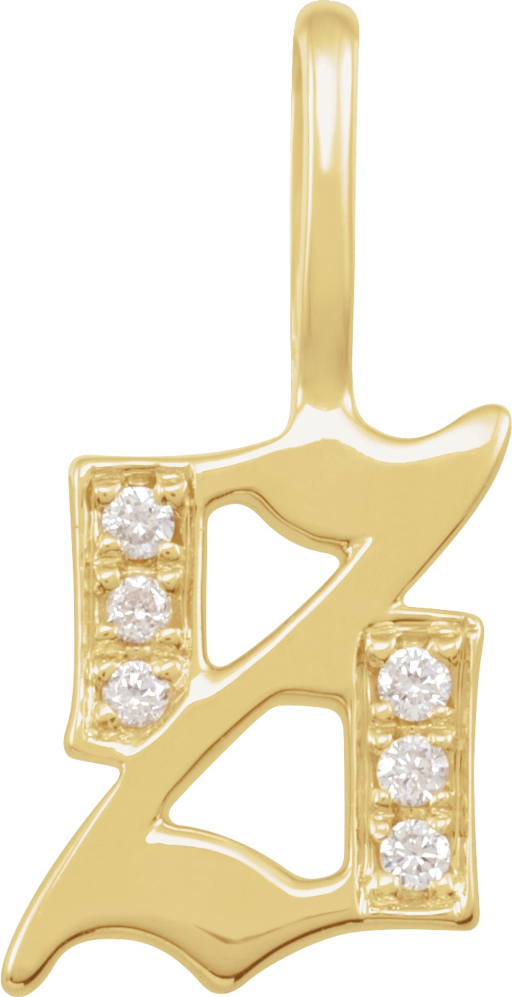 14K Yellow Gold .04 CTW Natural Diamond Gothic Initial S Charm/Pendant