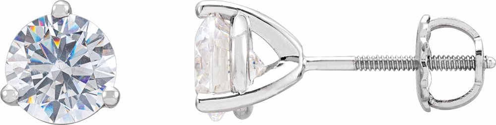 14K White Gold 6.5 mm Imitation White Cubic Zirconia Stud Earrings