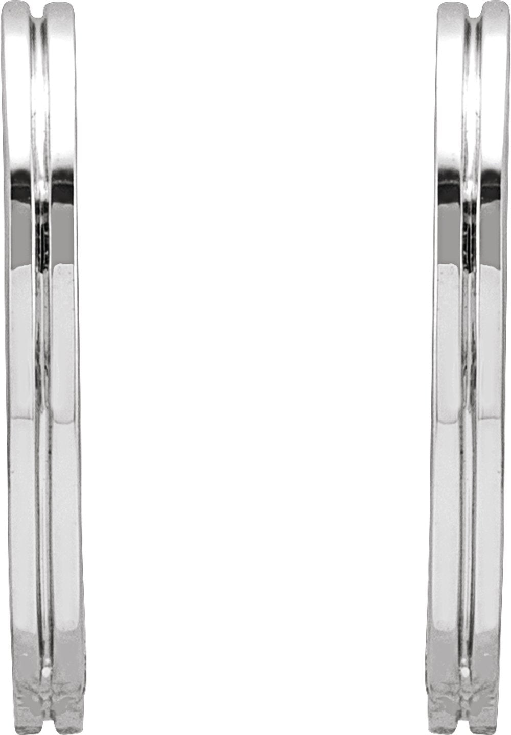14K White Gold Grooved Hinged 15 mm Huggie Hoop Earrings