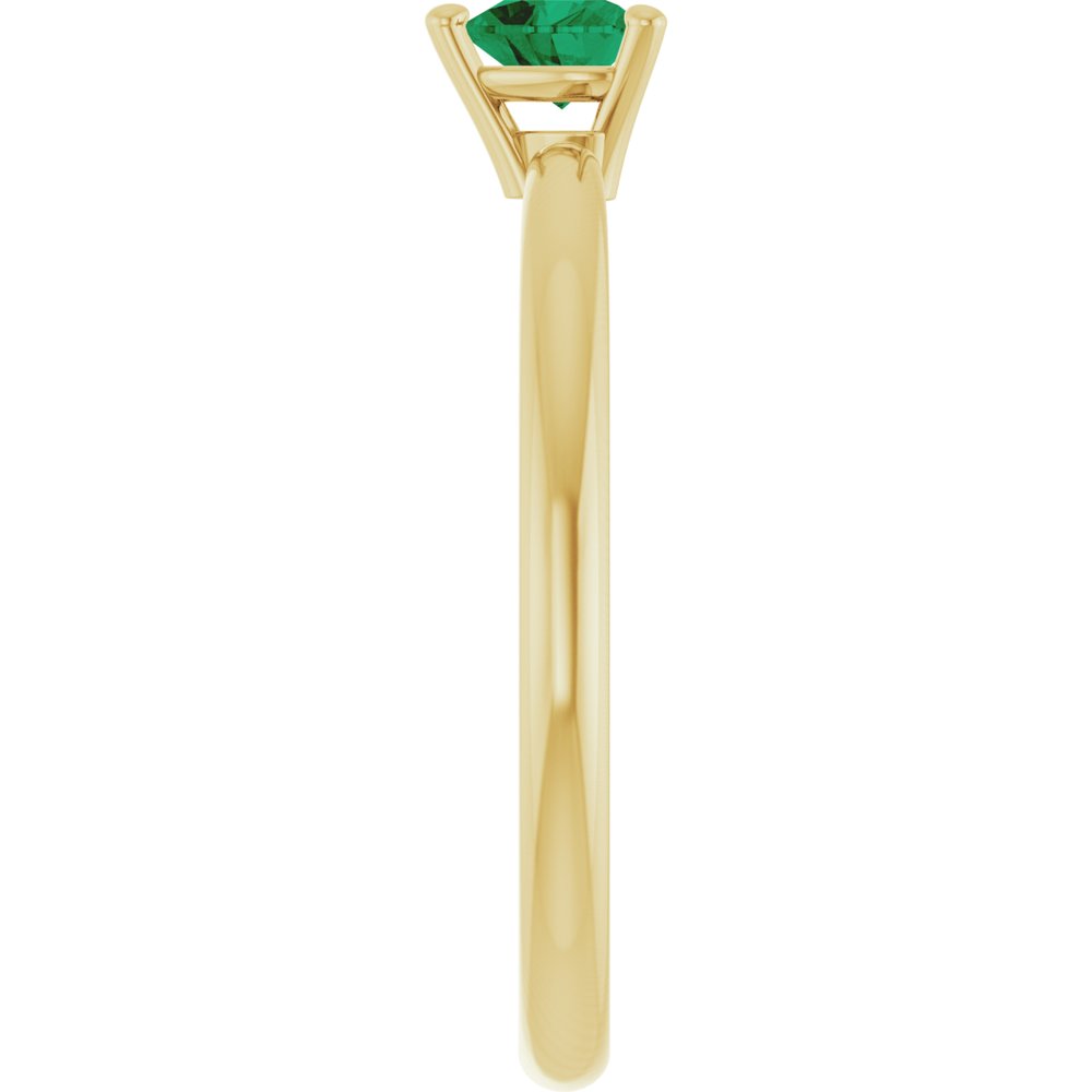 14K Yellow Gold Lab-Grown Emerald Heart Solitaire Ring