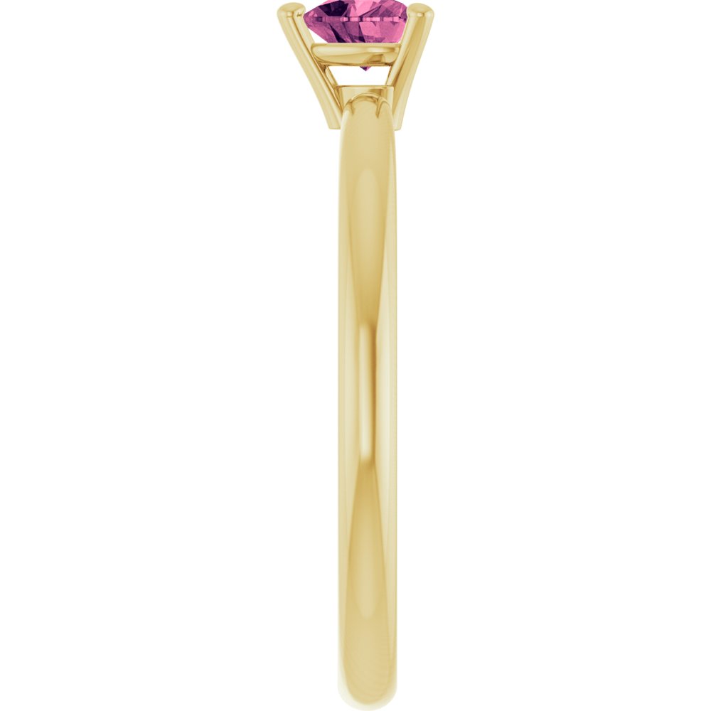 14K Yellow Gold Natural Pink Tourmaline Heart Solitaire Ring