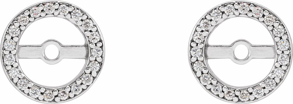 14K White Gold 1/8 CTW Natural Diamond Earring Jackets with 5.3 mm ID