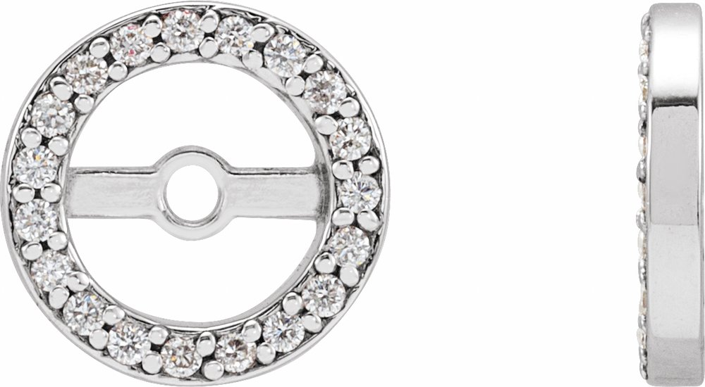 14K White Gold 1/8 CTW Natural Diamond Earring Jackets with 5.3 mm ID