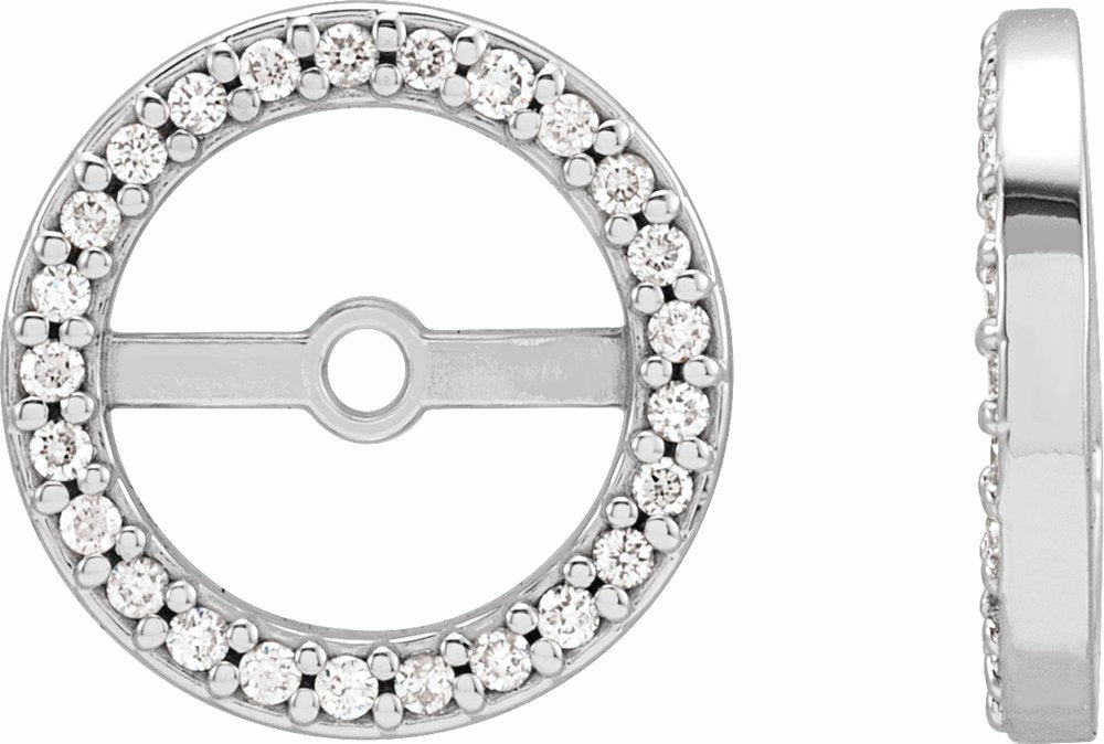 14K White Gold 1/8 CTW Natural Diamond Earring Jackets with 7 mm ID