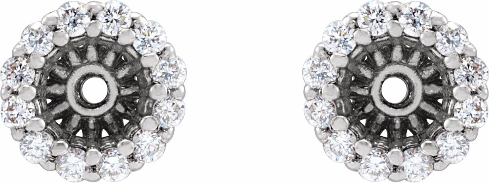 14K White Gold 1/8 CTW Natural Diamond Earring Jackets with 3.6 mm ID