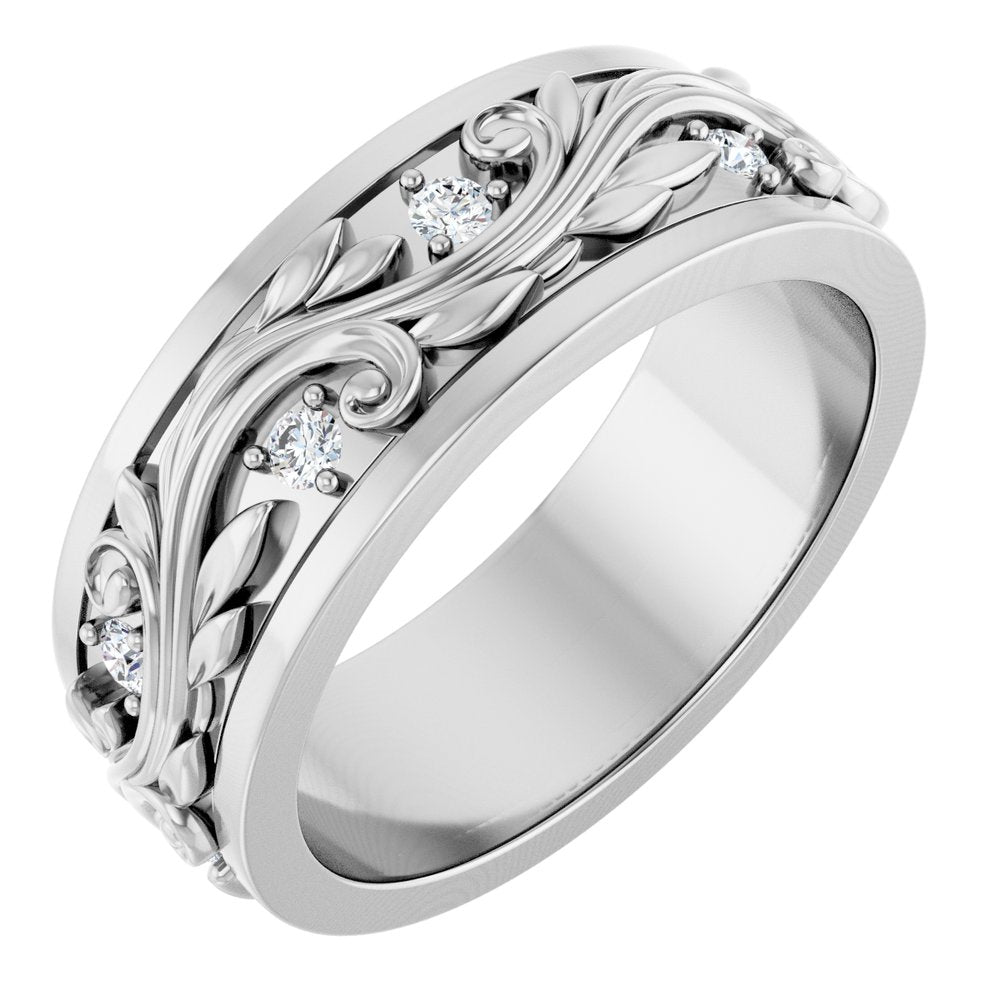 14K White Gold 1/4 CTW Natural Diamond Band Size 7