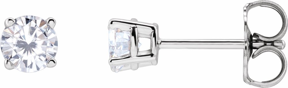 Sterling Silver 4 mm Imitation White Cubic Zirconia Earrings
