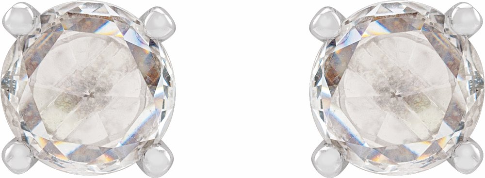14K White 1/4 CTW Rose-Cut Natural Diamond Stud Earrings