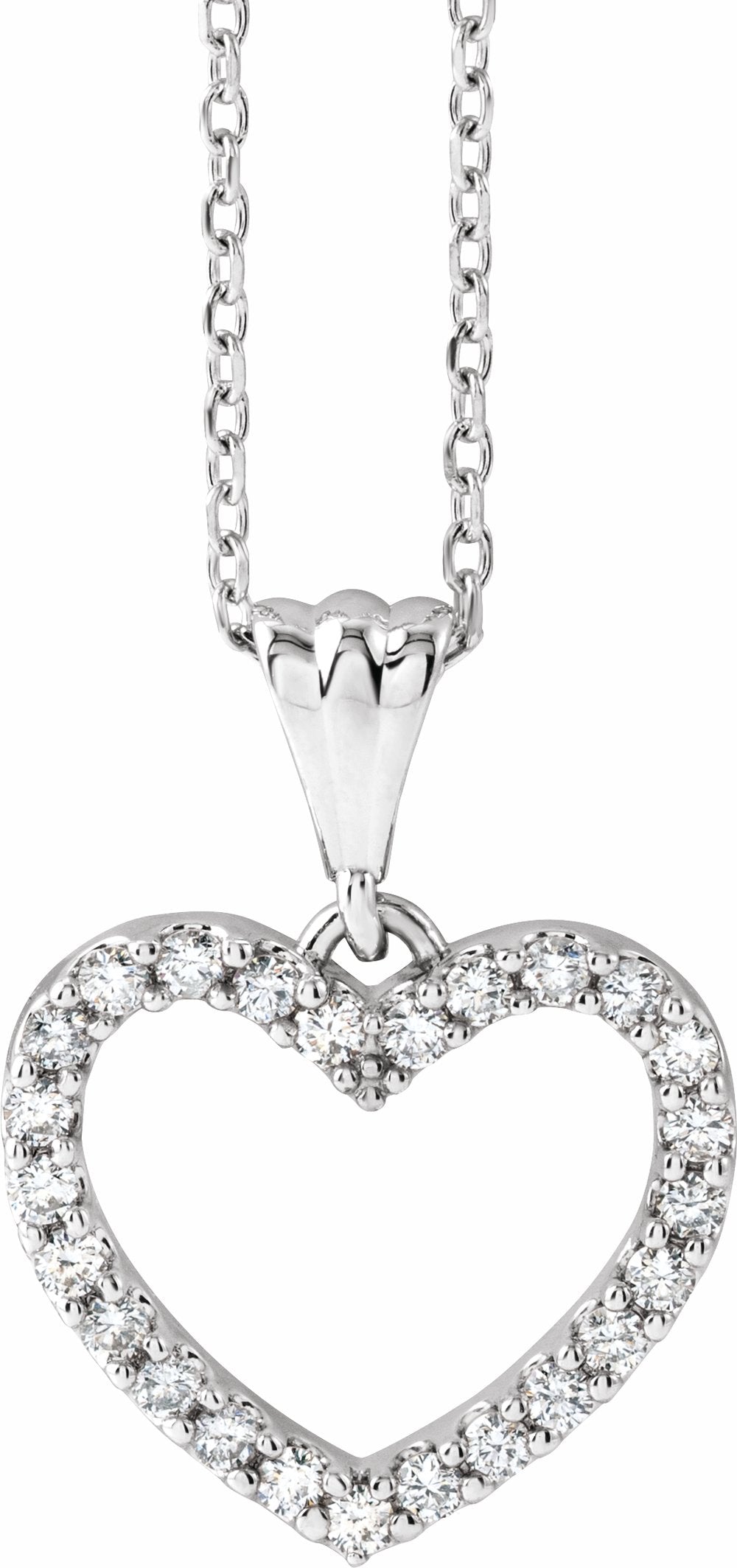 14K White Gold 1/5 CTW Natural Diamond Heart 18" Necklace