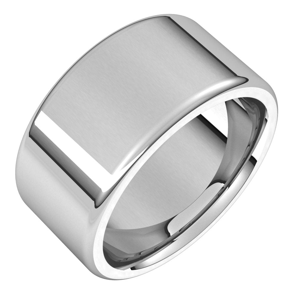 18K White Gold 10 mm Round-Edge Comfort-Fit Flat Band Size 6