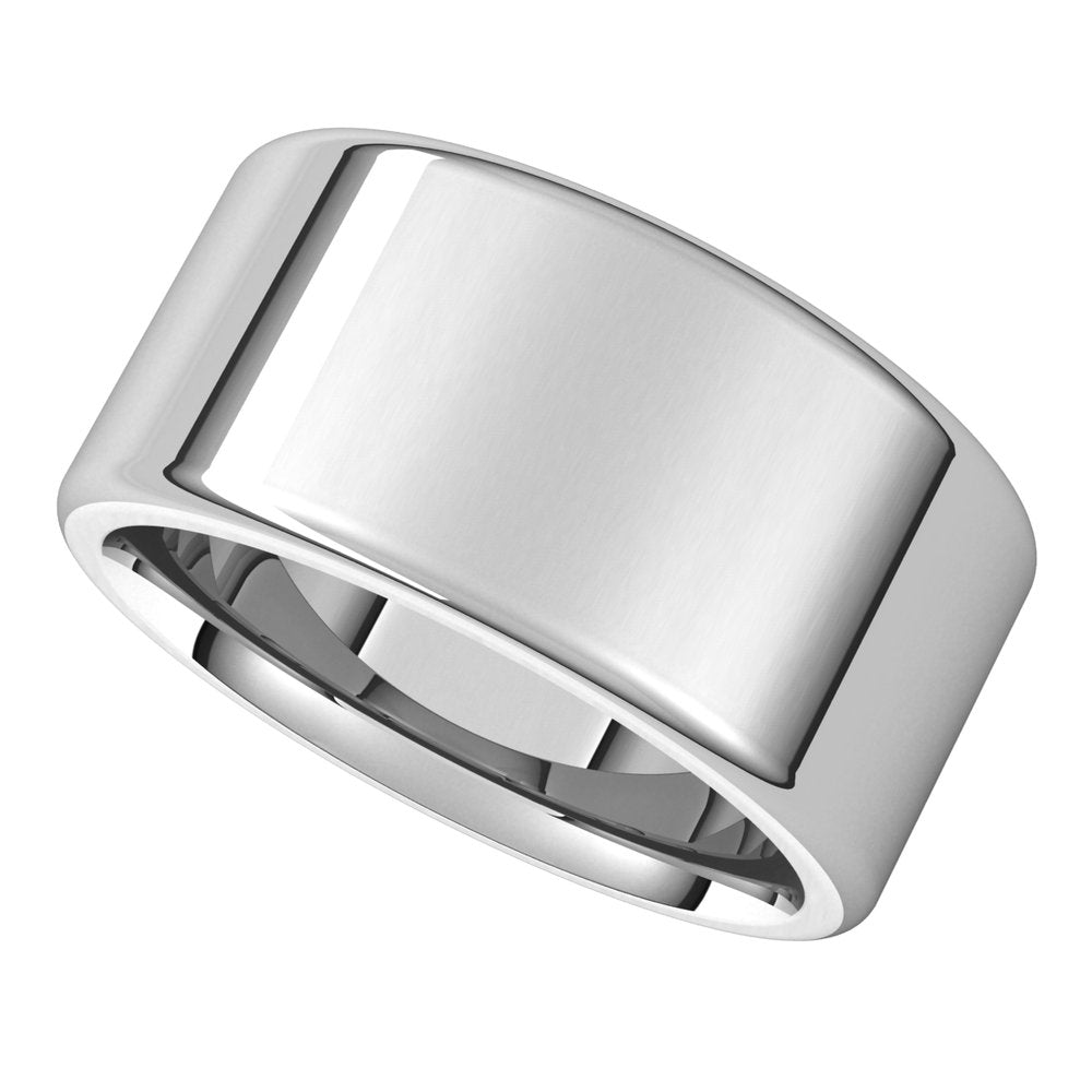 18K White Gold 10 mm Round-Edge Comfort-Fit Flat Band Size 6