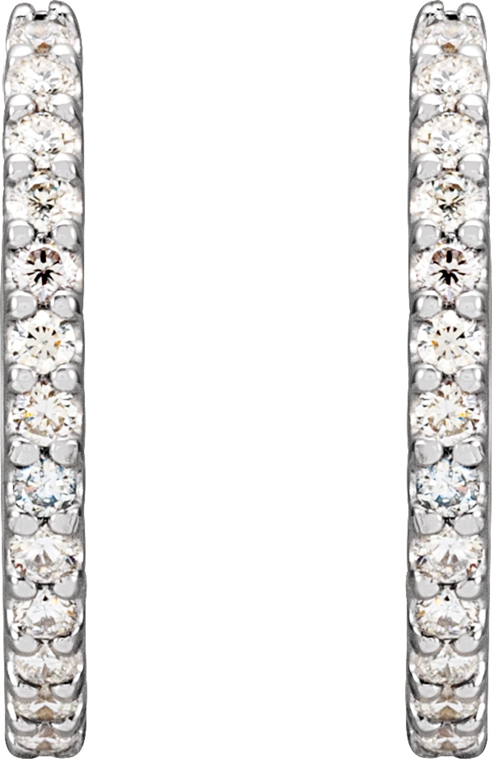 14K White 1/2 CTW Natural Diamond 16 mm Hoop Earrings