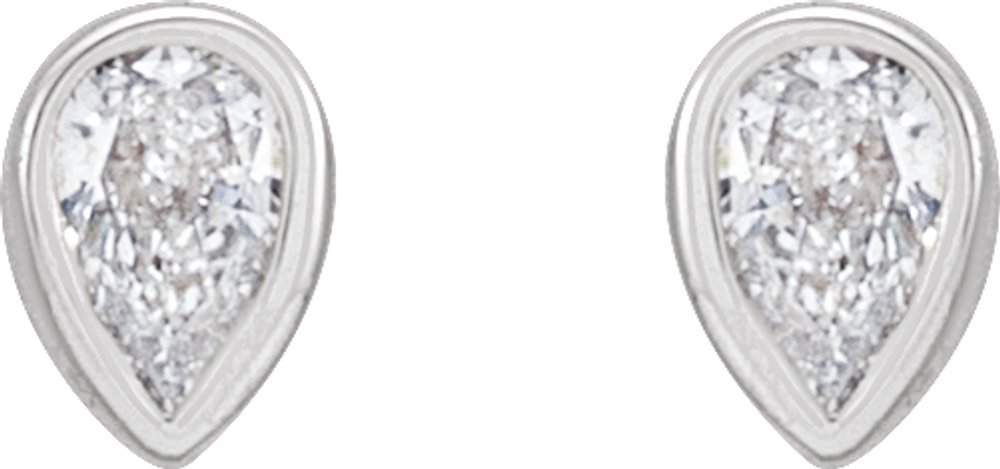 14K White 1/10 CTW Lab-Grown Diamond Bezel-Set Earrings