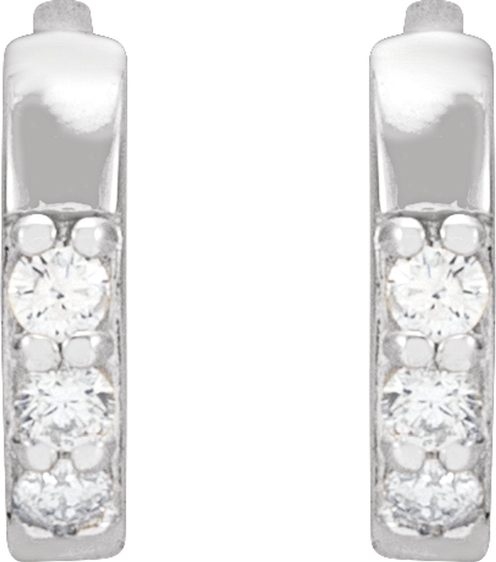 14K White Gold .05 CTW Natural Diamond Hinged 8 mm Hoop Earrings