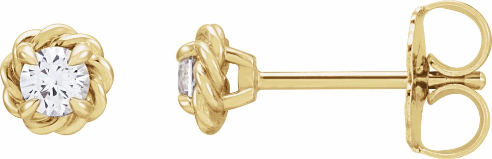14K Yellow Gold 3 mm Natural White Sapphire Claw-Prong Rope Earrings
