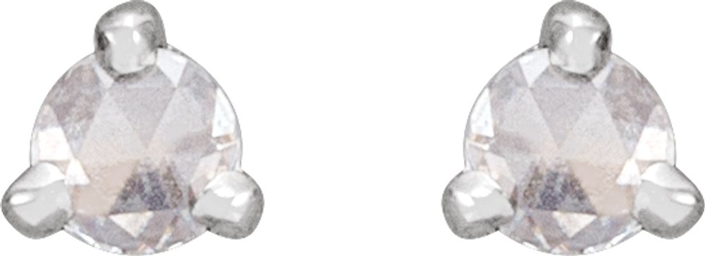 14K White Gold .08 CTW Rose-Cut Natural Diamond Stud Earrings