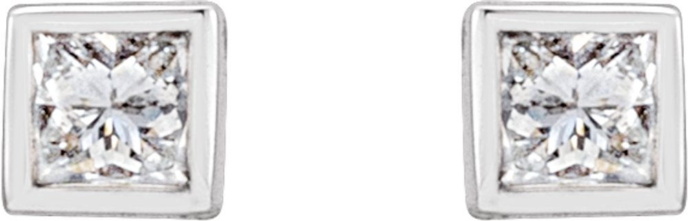 14K White 1/6 CTW Lab-Grown Diamond Bezel Earrings