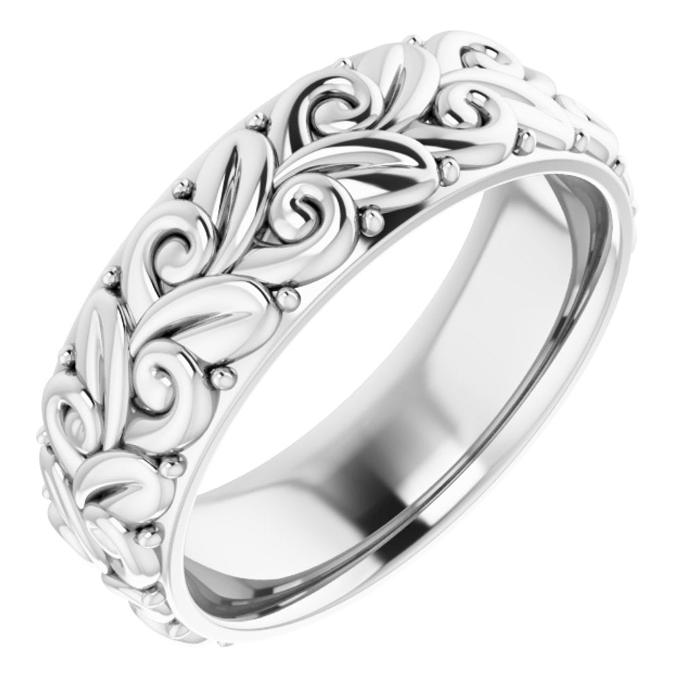 Sterling Silver 5 mm Floral Band Size 5.5
