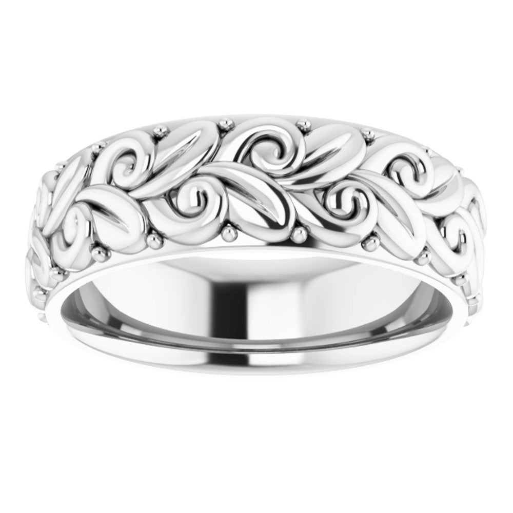 Sterling Silver 5 mm Floral Band Size 5.5