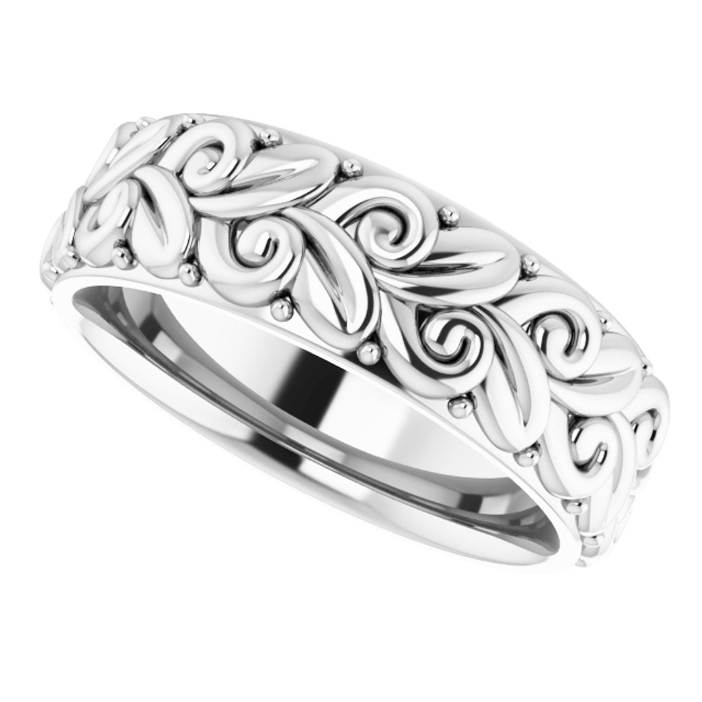 Sterling Silver 5 mm Floral Band Size 5.5