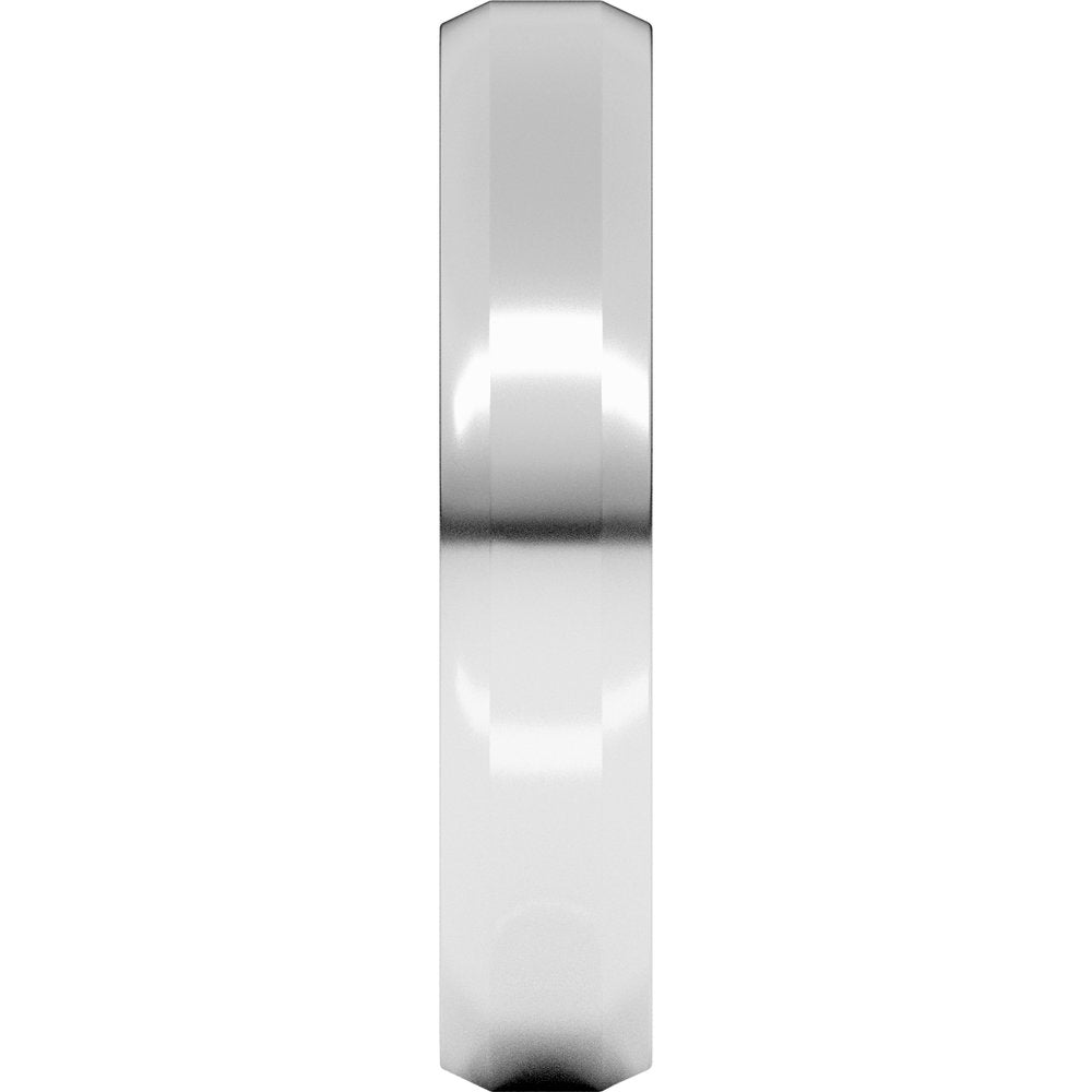 14K White Gold 4 mm Lightweight Beveled-Edge Comfort-Fit Flat Band Size 6.5