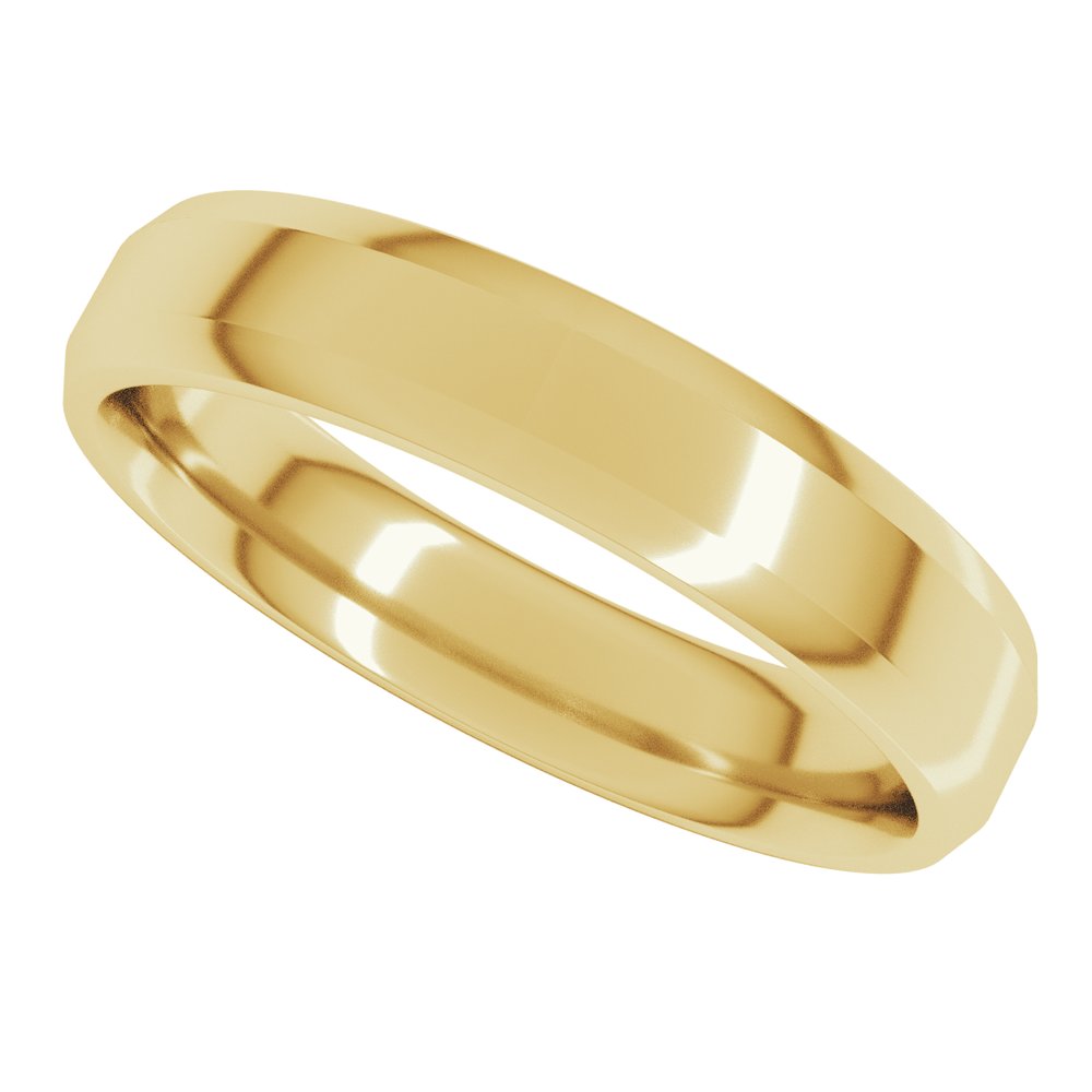 14K Yellow Gold 4 mm Lightweight Beveled-Edge Comfort-Fit Flat Band Size 8