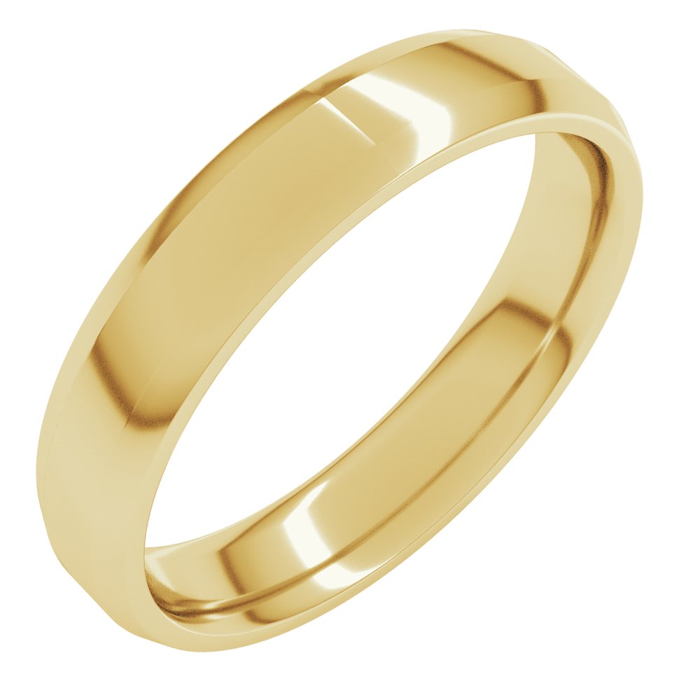14K Yellow Gold 4 mm Lightweight Beveled-Edge Comfort-Fit Flat Band Size 8