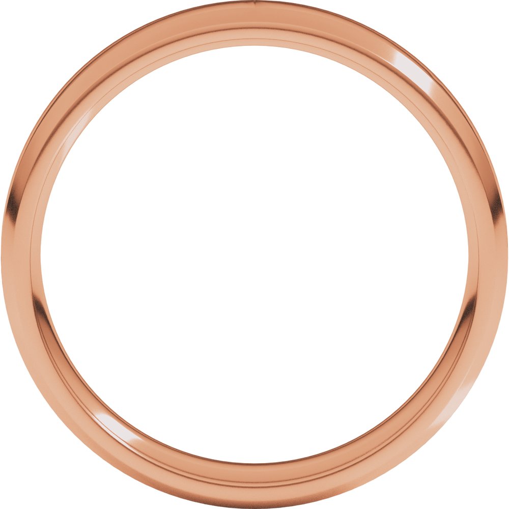 14K Rose 4 mm Lightweight Beveled-Edge Comfort-Fit Flat Band Size 8