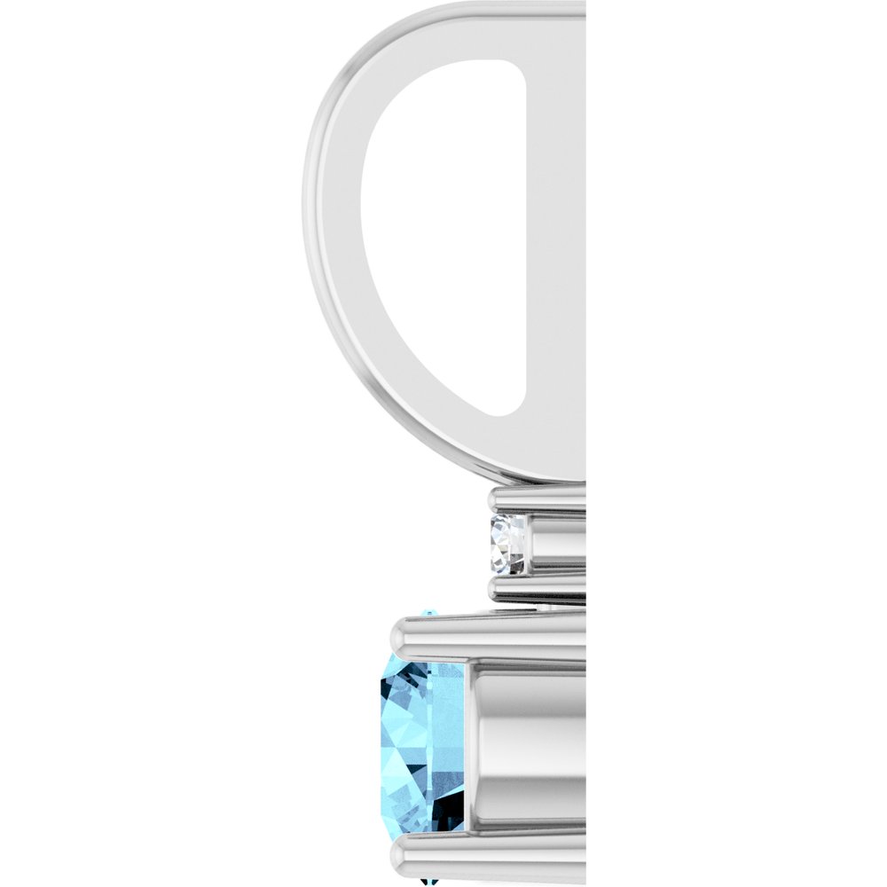 14K White Gold Natural Aquamarine & .015 CT Natural Diamond Charm/Pendant