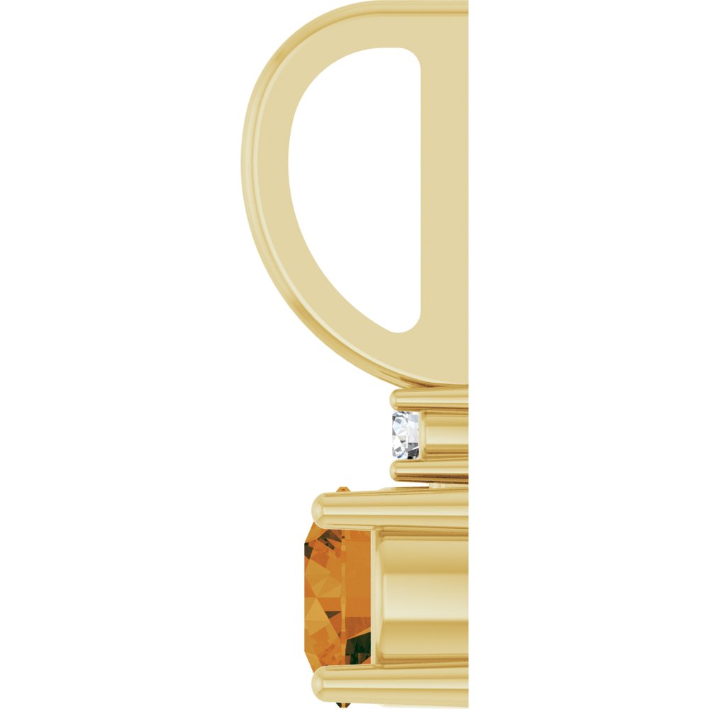 14K Yellow Gold Natural Citrine & .015 CT Natural Diamond Charm/Pendant