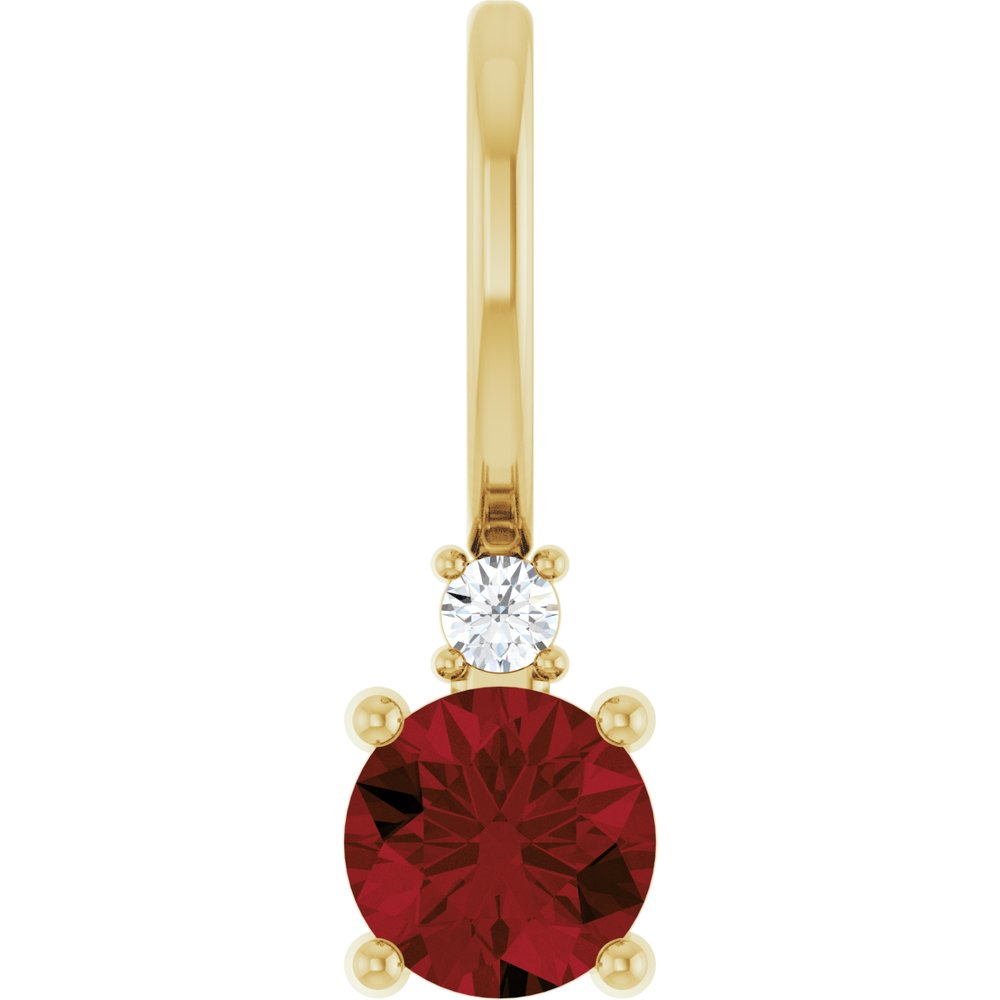 14K Yellow Natural Mozambique Garnet & .015 CT Natural Diamond Charm/Pendant