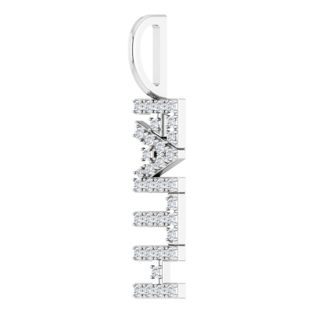 14K White Gold 1/8 CTW Natural Diamond "Faith" Charm/Pendant