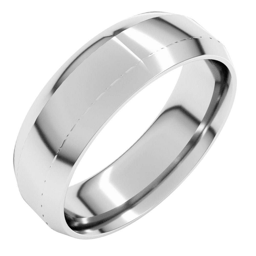 10K White Gold 6 mm Lightweight Beveled-Edge Comfort-Fit Flat Band Size 8.5