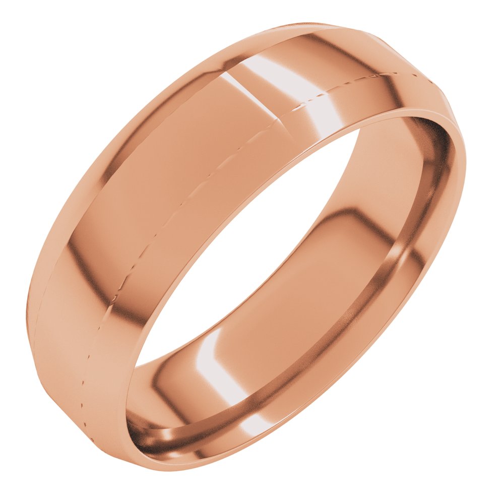 14K Rose Gold 6 mm Lightweight Beveled-Edge Comfort-Fit Flat Band Size 10.5