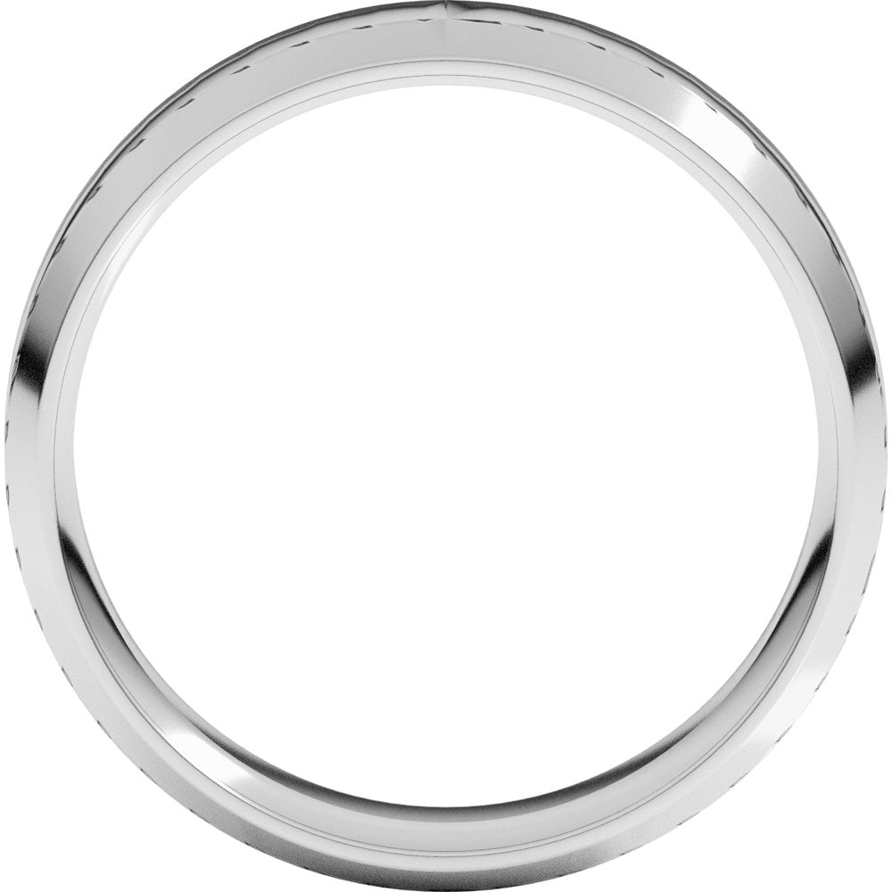 14K White 6 mm Lightweight Beveled-Edge Comfort-Fit Flat Band