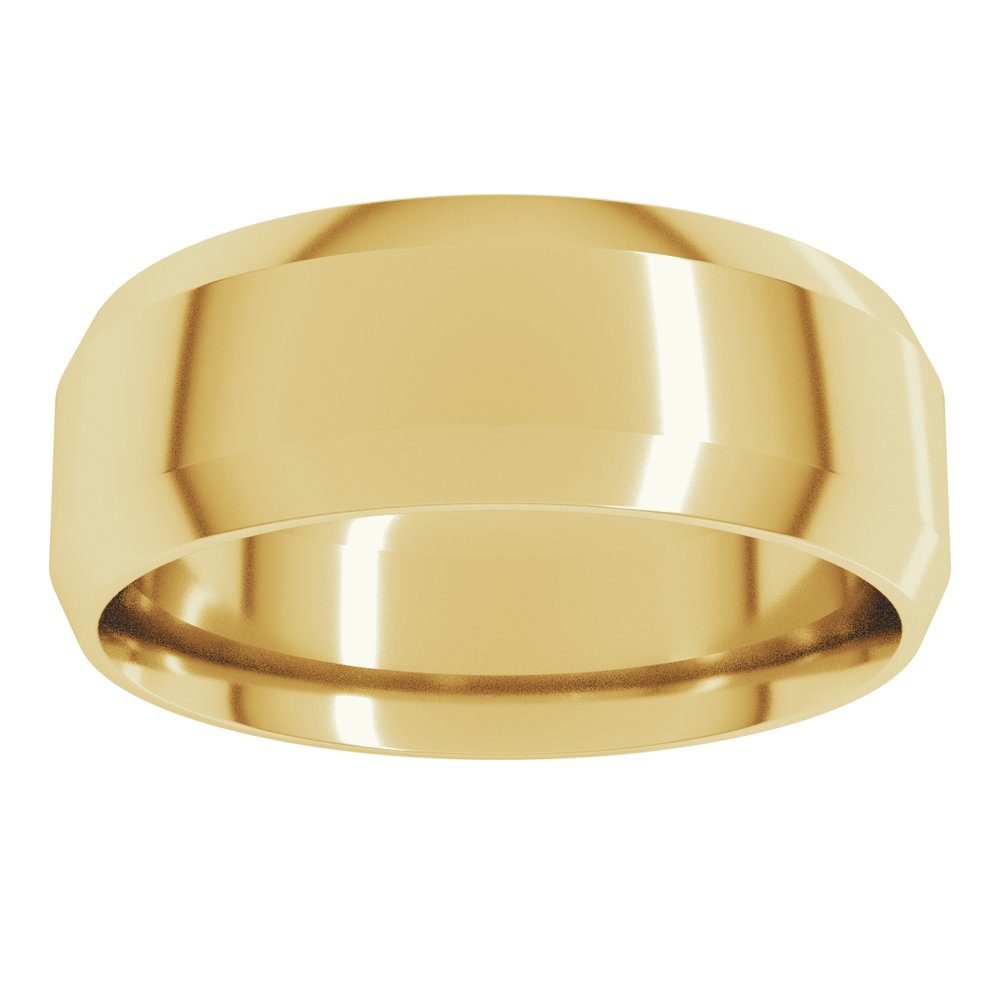 14K Yellow 7 mm Lightweight Beveled-Edge Comfort-Fit Flat Band