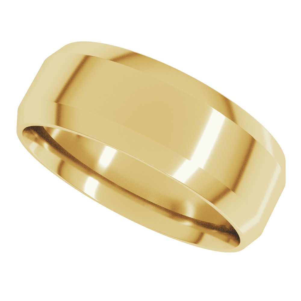 14K Yellow Gold 7 mm Lightweight Beveled-Edge Comfort-Fit Flat Band Size 9