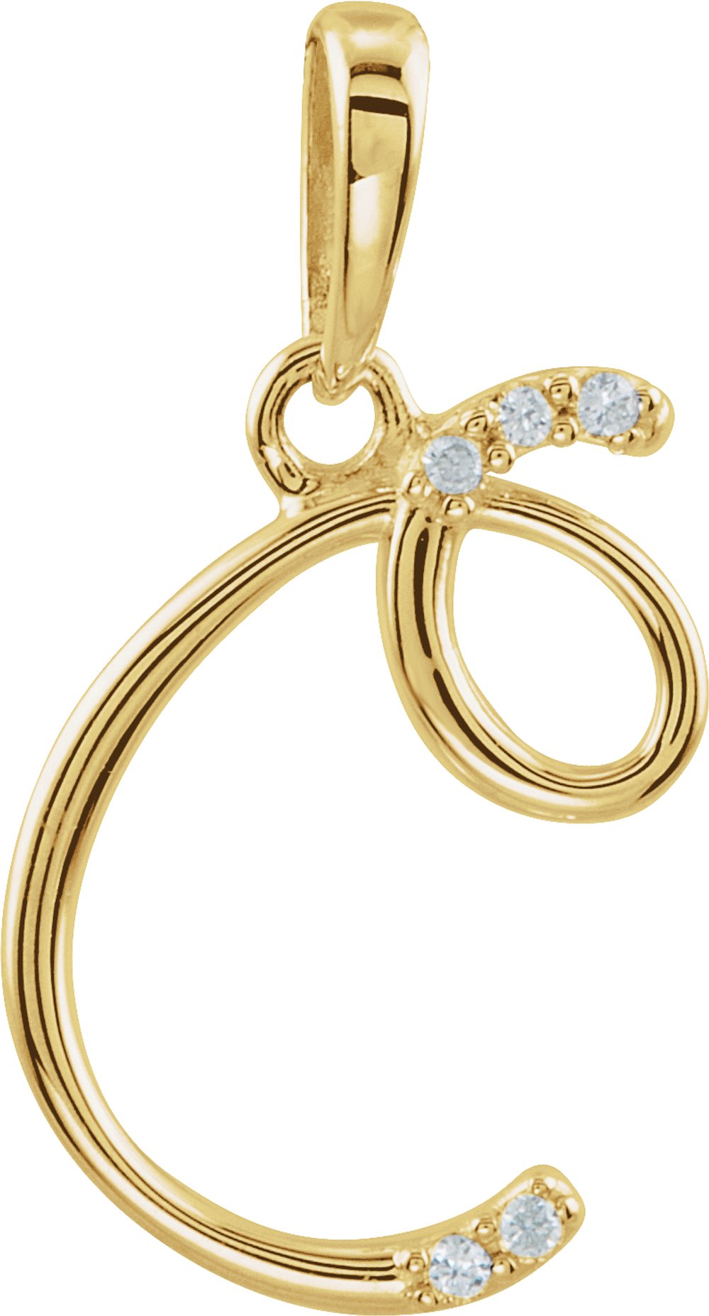 14K Yellow .025 CTW Natural Diamond Initial C Pendant