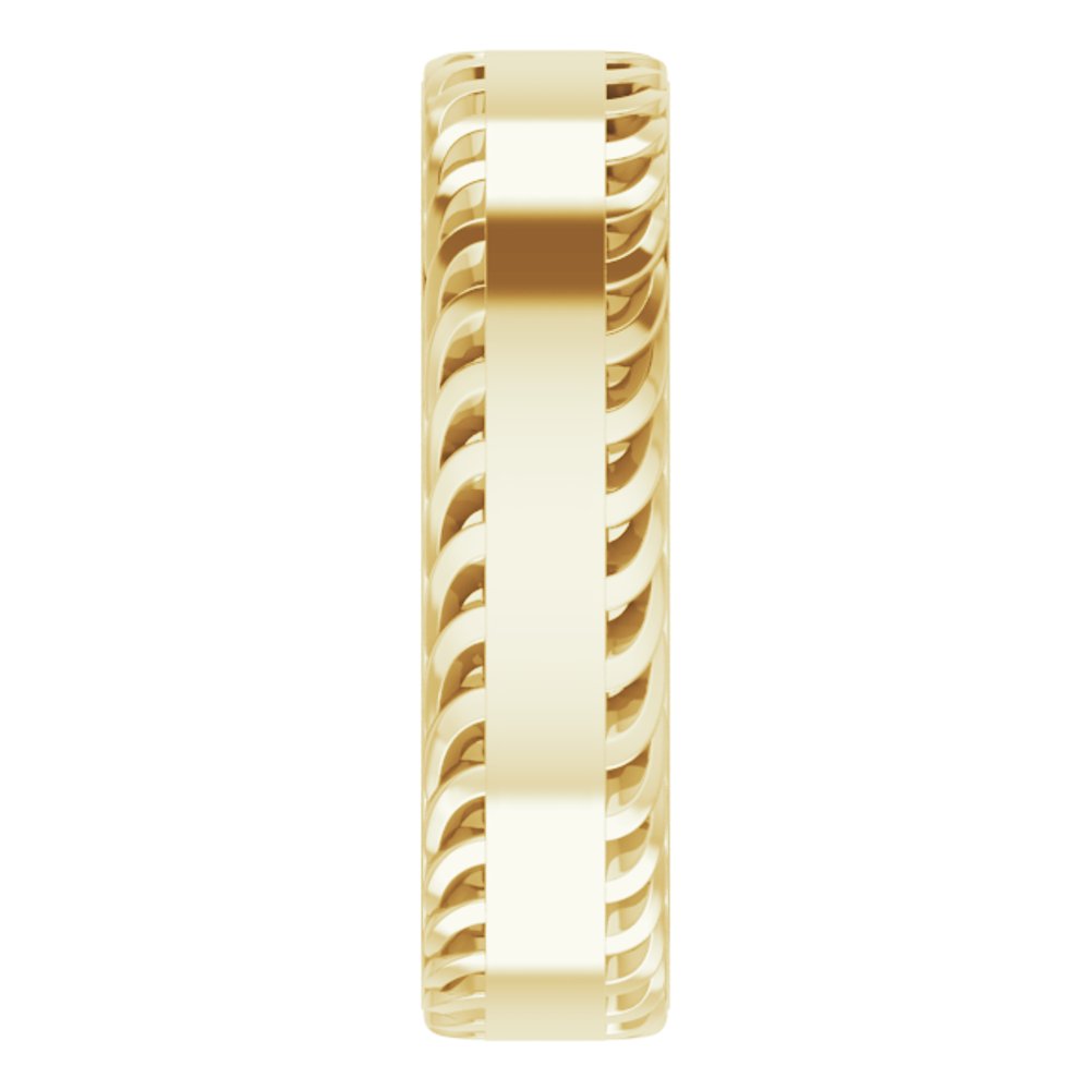 14K Yellow Gold 6 mm Sculptural Flat Band Size 10