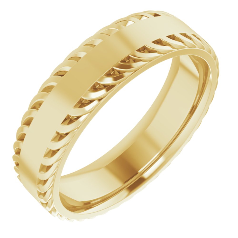 14K Yellow Gold 6 mm Sculptural Flat Band Size 10