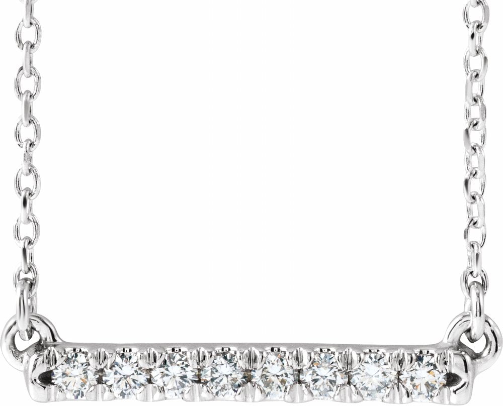 Sterling Silver 1/8 CTW Natural Diamond French-Set Bar 16" Necklace