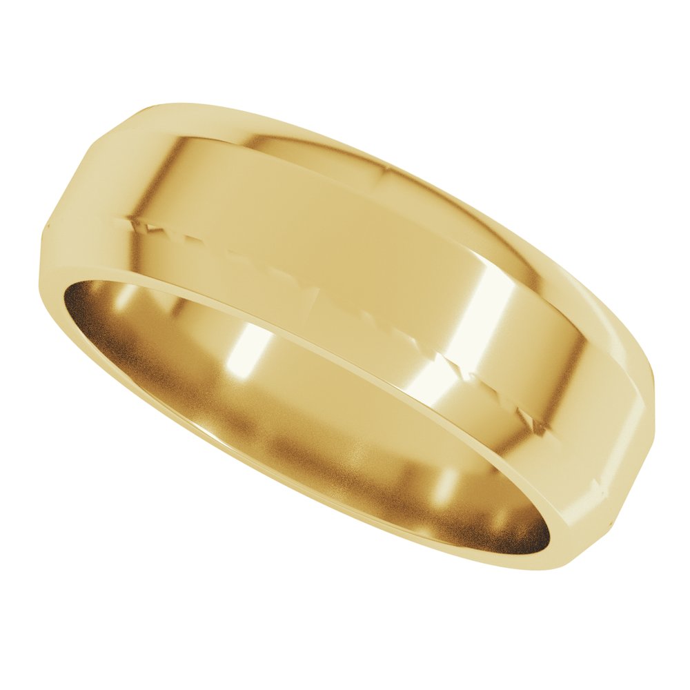 14K Yellow Gold 6 mm Lightweight Beveled-Edge Flat Band Size 7