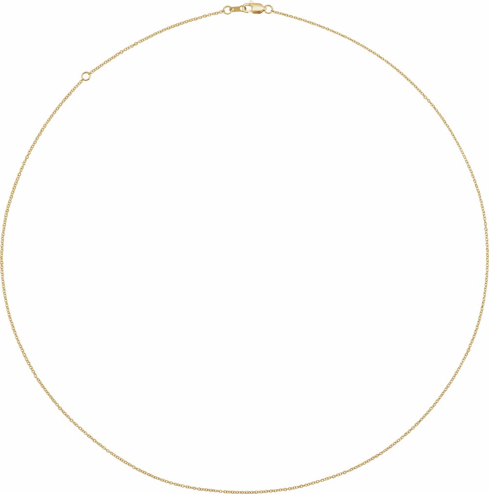 14K Yellow Gold 1 mm Adjustable Cable 18-20" Chain