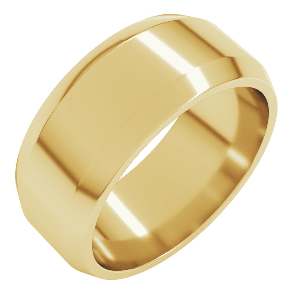 14K Yellow Gold 8 mm Lightweight Beveled-Edge Flat Band Size 12