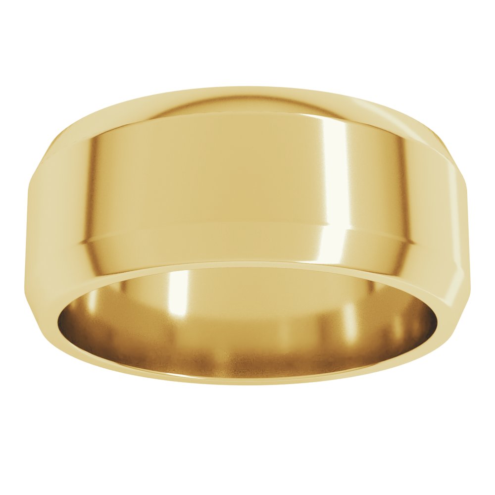 14K Yellow Gold 8 mm Lightweight Beveled-Edge Flat Band Size 12
