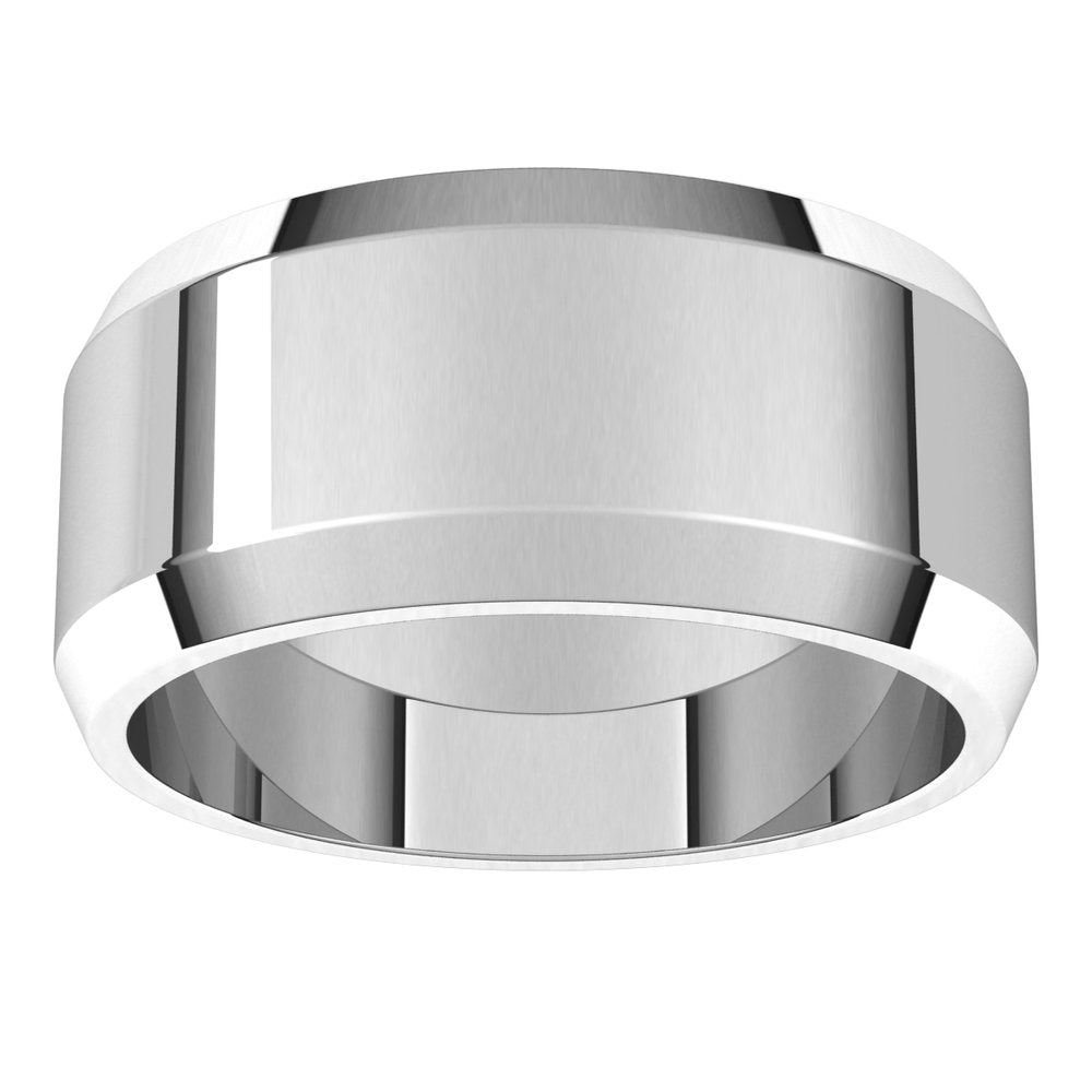 14K White 9 mm Beveled Edge Light Band Size 14