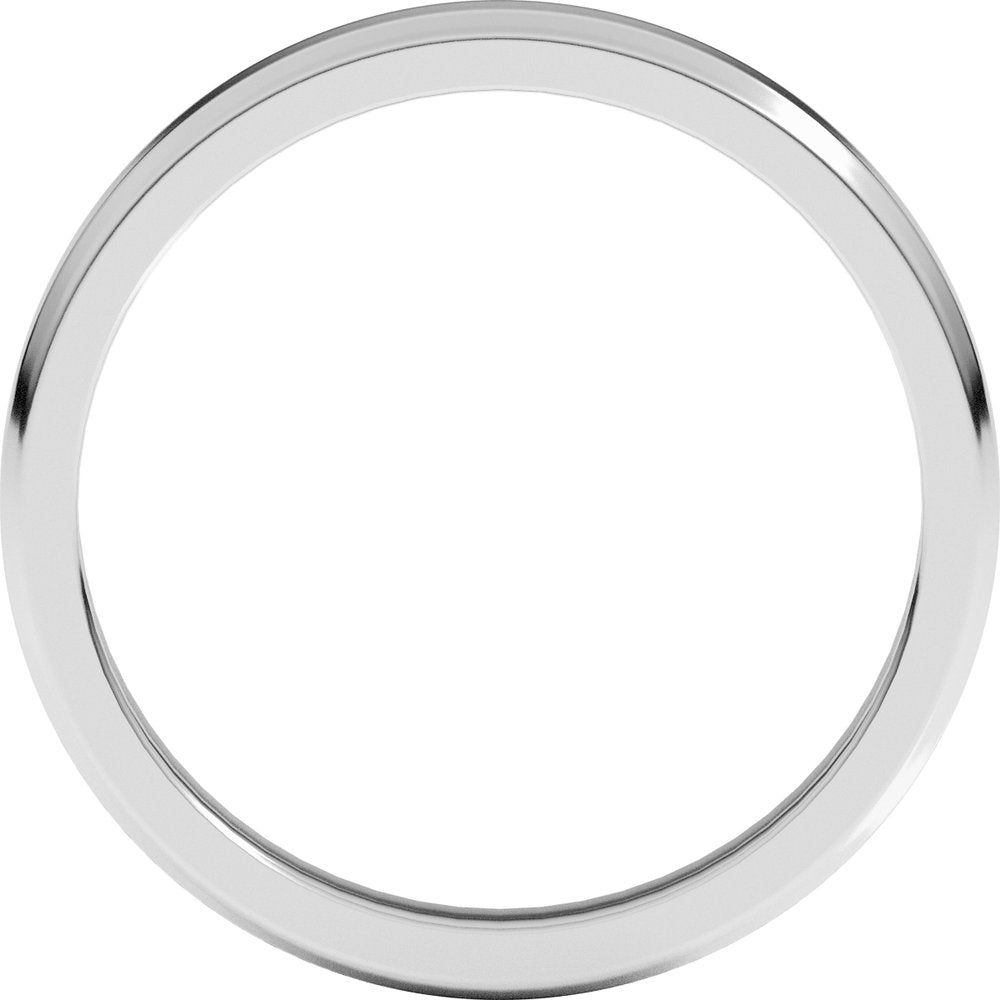 10K White Gold 3 mm Lightweight Beveled-Edge Flat Band Size 4