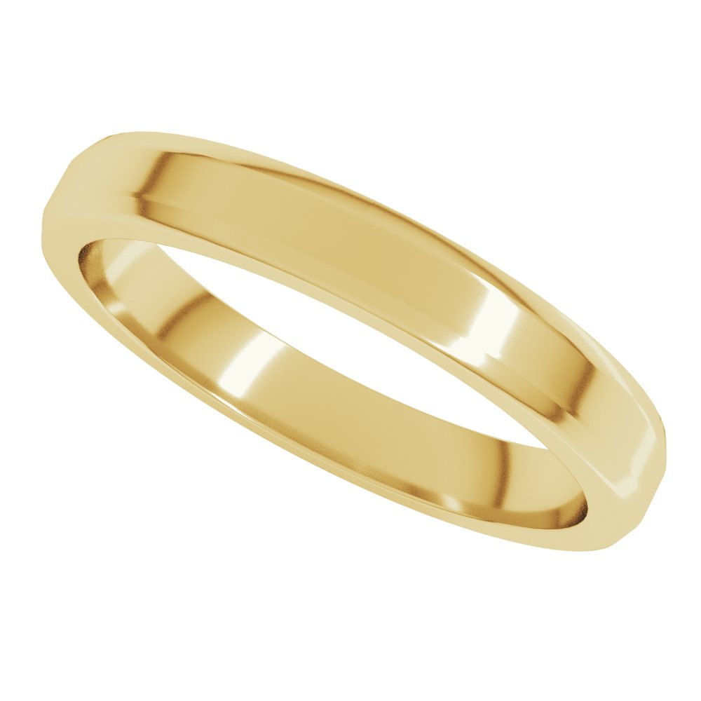 14K Yellow Gold 3 mm Lightweight Beveled-Edge Flat Band Size 6.5