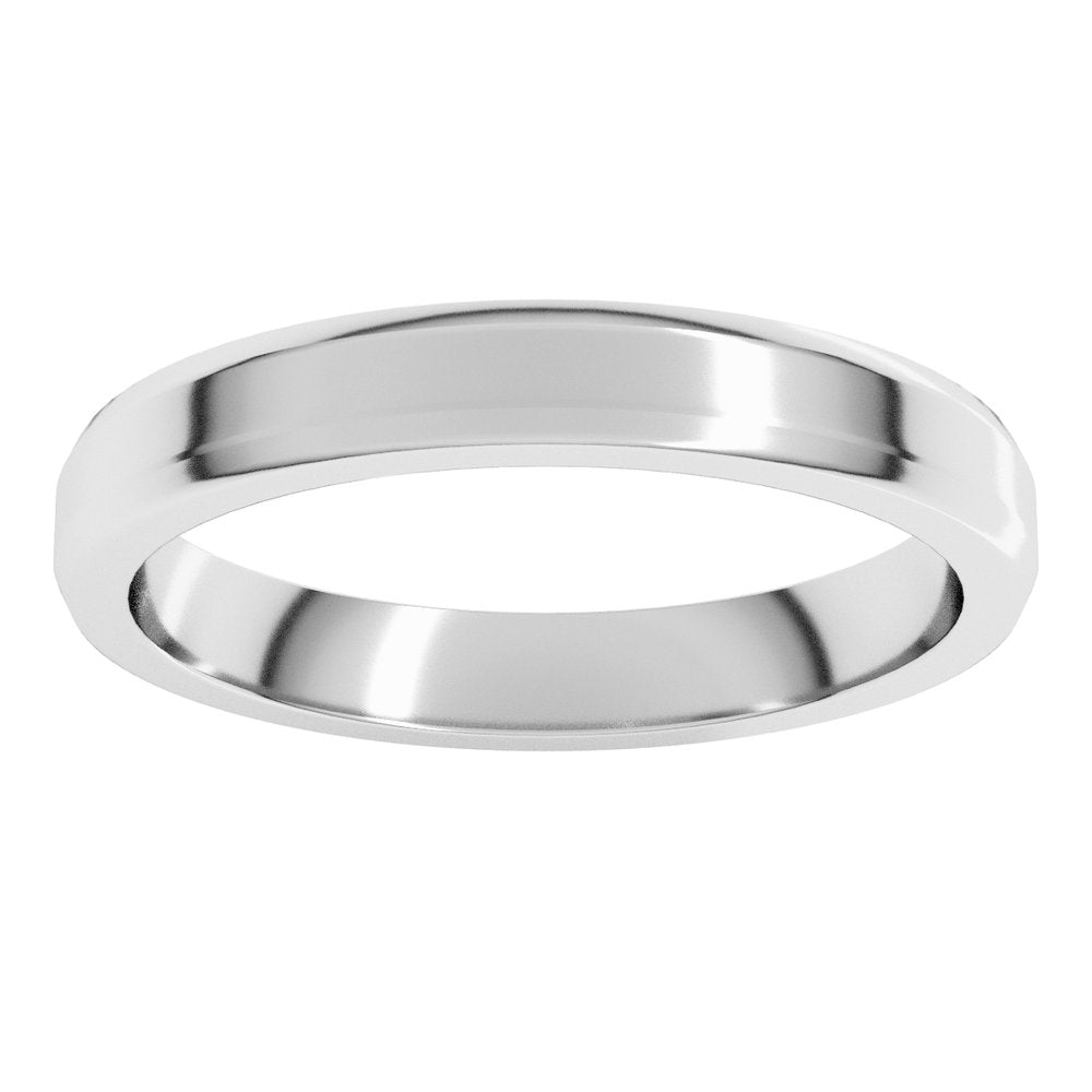 10K White Gold 3 mm Lightweight Beveled-Edge Flat Band Size 4