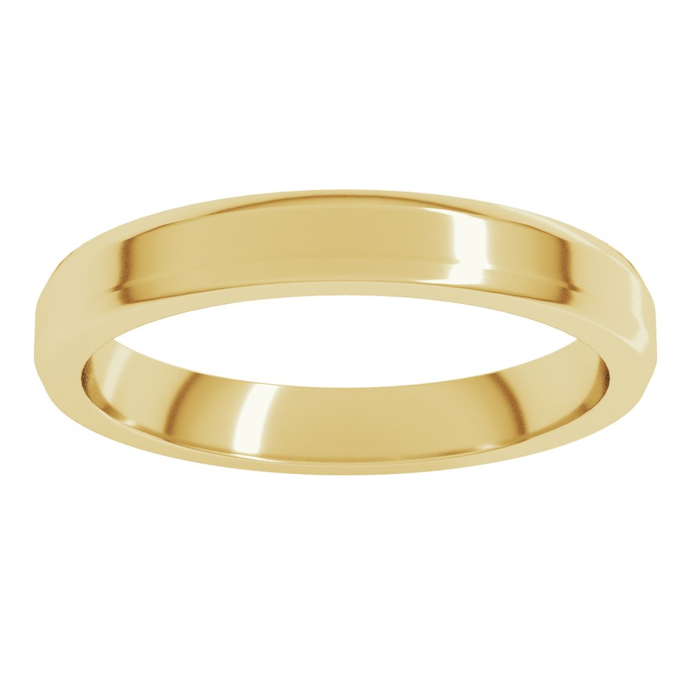 14K Yellow Gold 3 mm Lightweight Beveled-Edge Flat Band Size 6.5